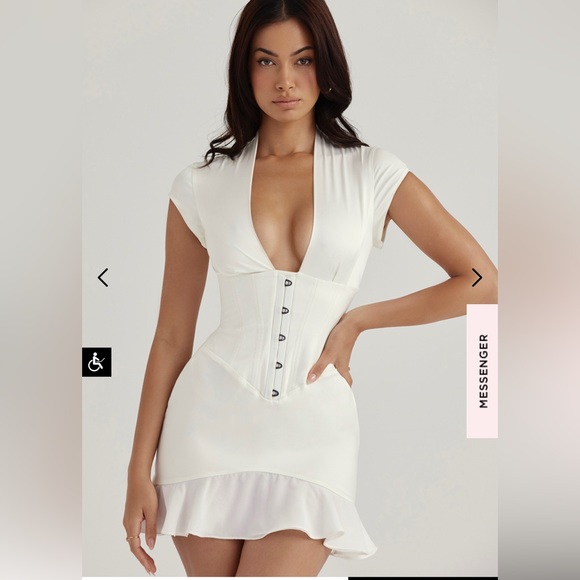 House of CB Dresses House Of Cb Tianna Ivory Ruffle Corset Dress